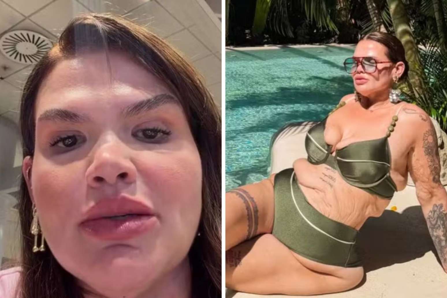 Thais Carla interage com seguidores | Thais Carla posa ao lado de piscina