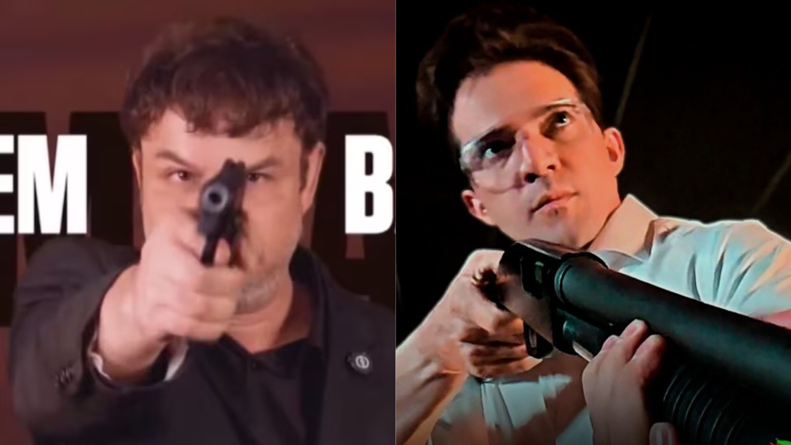 Adrilles Jorge e Rubinho Nunes, candidatos do Uni&atilde;o Brasil, empunham armas em campanha eleitoral