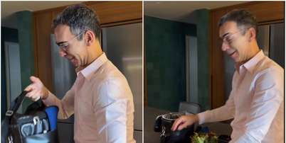C&eacute;sar Tralli mostra marmita para fim de semana de plant&atilde;o na TV Globo Foto: Reprodu&ccedil;&atilde;o/Instagram