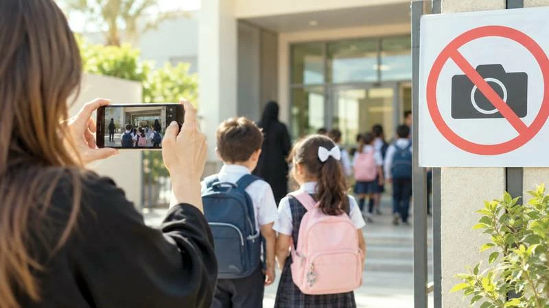 Schools stressed that the ban on photography is not limited to classrooms, but extends to all times and facilities of the school day, including student drop-off and pick-up times, school gatherings, corridors, playgrounds, and all other school facilities. Picture credit: AI-generated image