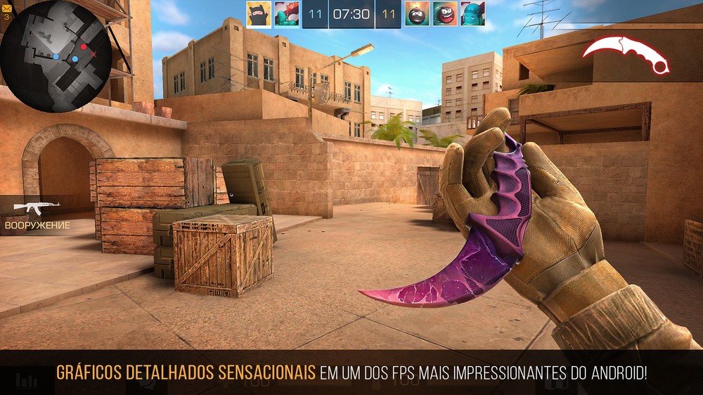 Standoff 2 relembra a clássica jogabilidade do CS:GO — Foto: Reprodução/Google Play Store