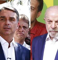 Flávio Bolsonaro recebeu mais votos do que Lula no 2º turno na Papudinha Foto: Wilton Júnior e Daniel Teixeira/Estadão / Estadão