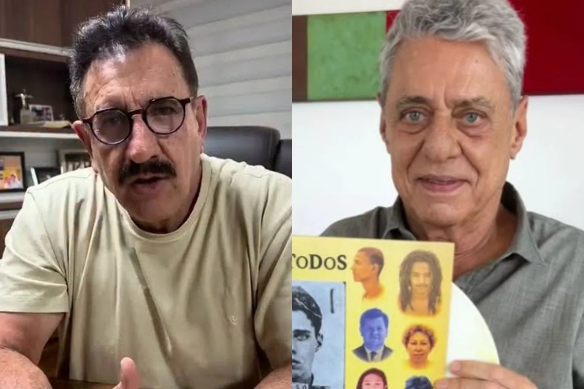 Montagem colorida de Ratinho e Chico Buarque - Metrópoles